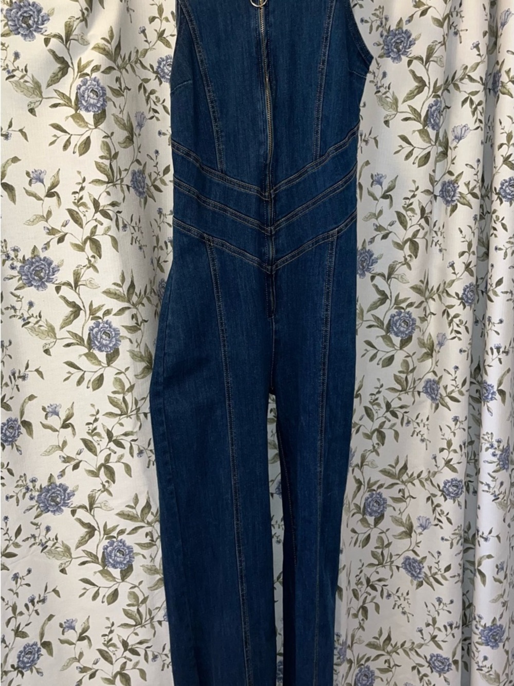 Revice Deep Indigo Denim Jumpsuit with Flared Legs - Picture 3 of 7